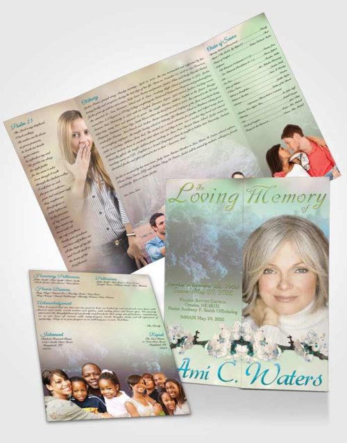 Obituary Funeral Template Gatefold Memorial Brochure Forest River Morning Calm
