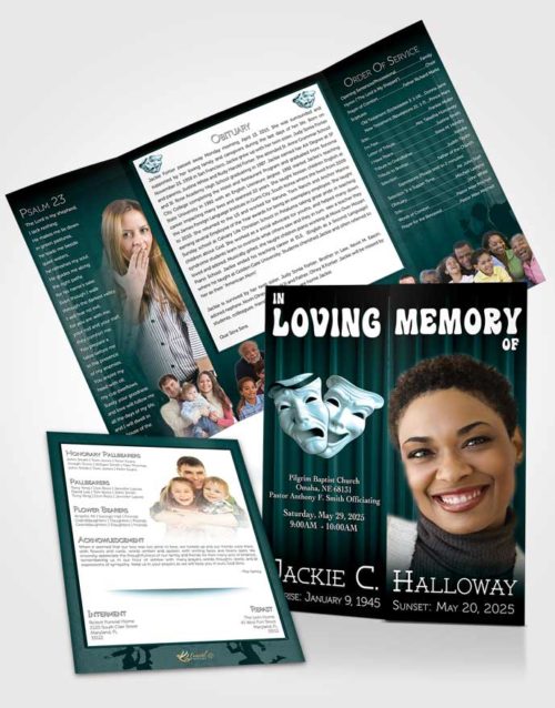 Obituary Funeral Template Gatefold Memorial Brochure Forest Valley Actor