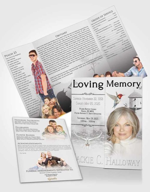 Obituary Funeral Template Gatefold Memorial Brochure Free Birds of a Feather
