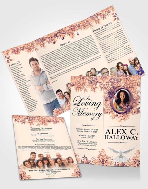 Obituary Funeral Template Gatefold Memorial Brochure Gentle Afternoon Succulents