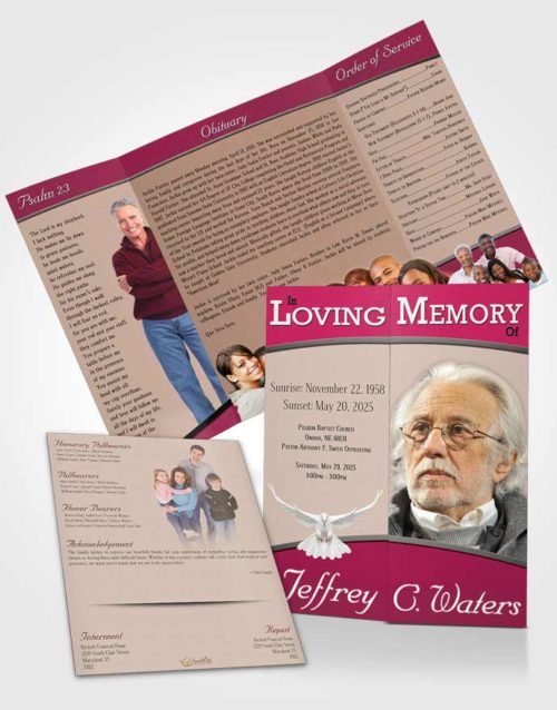 Obituary Funeral Template Gatefold Memorial Brochure Gentle Clarity