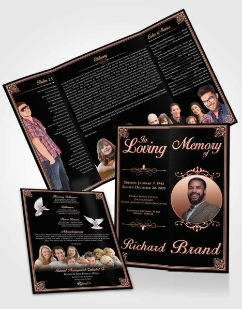 Obituary Funeral Template Gatefold Memorial Brochure Gentle Class Dark