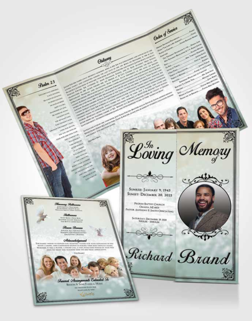 Obituary Funeral Template Gatefold Memorial Brochure Gentle Class Light