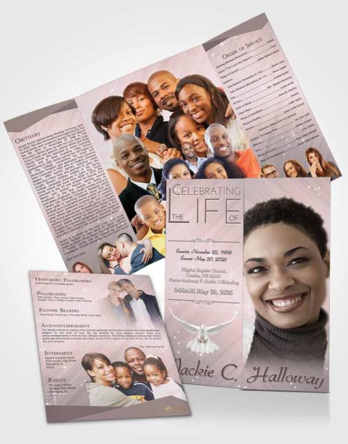 Obituary Funeral Template Gatefold Memorial Brochure Gentle Fall Serenity