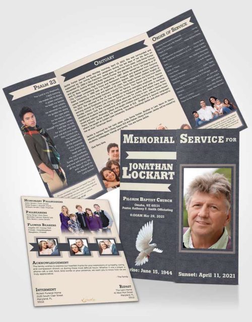 Obituary Funeral Template Gatefold Memorial Brochure Gentle Intensity