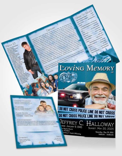 Obituary Funeral Template Gatefold Memorial Brochure Gentle Police On Duty