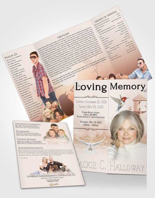 Obituary Funeral Template Gatefold Memorial Brochure Golden Birds of a Feather