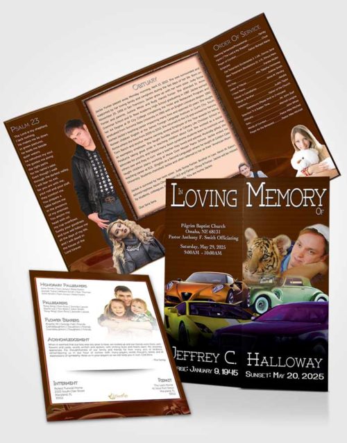 Obituary Funeral Template Gatefold Memorial Brochure Golden Breeze Car Enthusiast