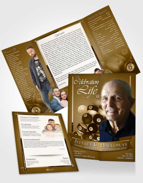 Obituary Funeral Template Gatefold Memorial Brochure Golden Canyon Billiards Desire
