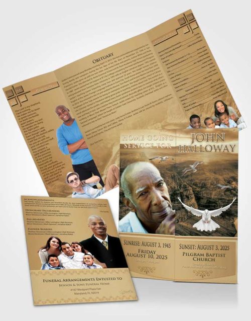 Obituary Funeral Template Gatefold Memorial Brochure Golden Canyon Escape