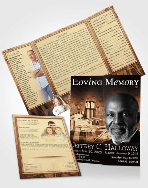 Obituary Funeral Template Gatefold Memorial Brochure Golden Chemist