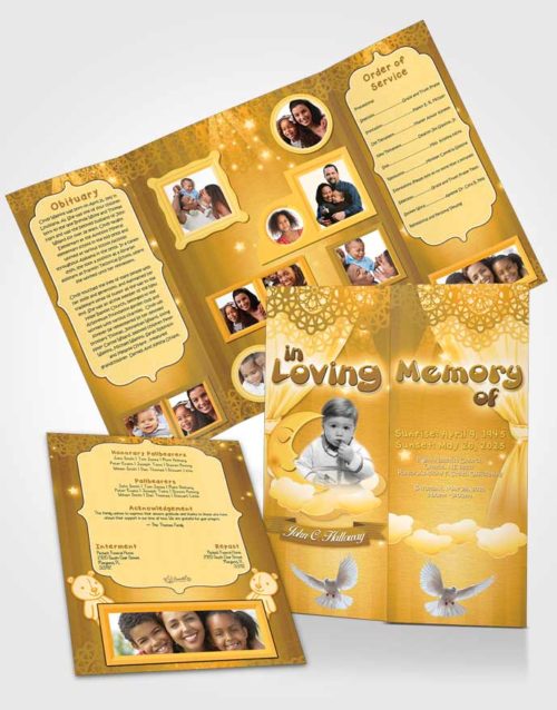Obituary Funeral Template Gatefold Memorial Brochure Golden Childrens Innocence