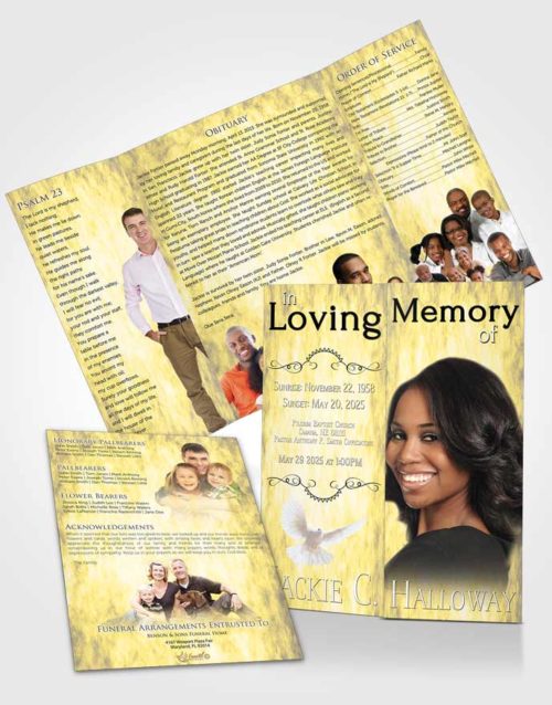 Obituary Funeral Template Gatefold Memorial Brochure Golden Harmonics