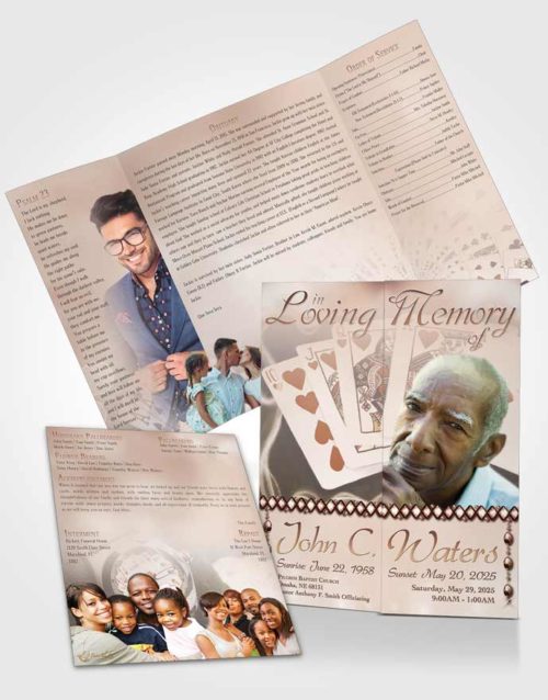 Obituary Funeral Template Gatefold Memorial Brochure Golden Weekend Card Game