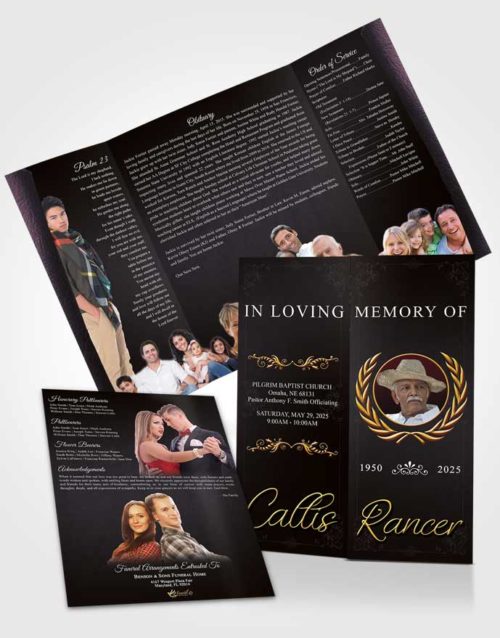Obituary Funeral Template Gatefold Memorial Brochure Graceful Desire