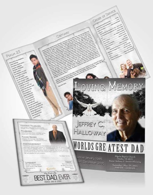 Obituary Funeral Template Gatefold Memorial Brochure Greatest Dad Black and White