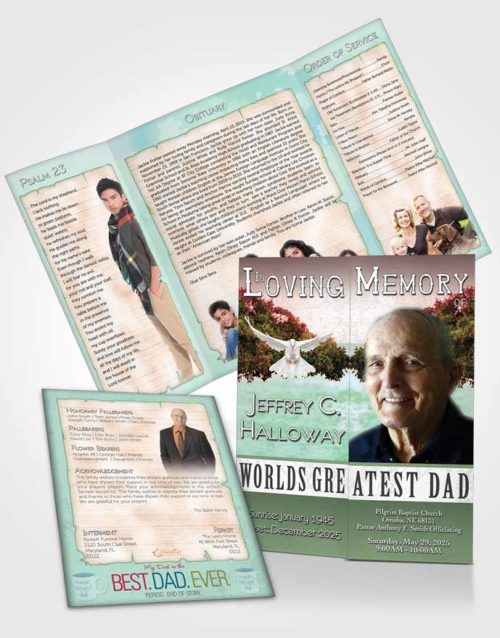 Obituary Funeral Template Gatefold Memorial Brochure Greatest Dad Ruby Breeze