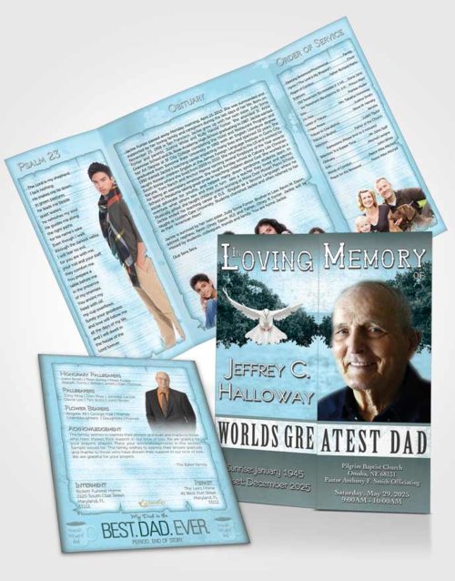 Obituary Funeral Template Gatefold Memorial Brochure Greatest Dad Sky Freedom