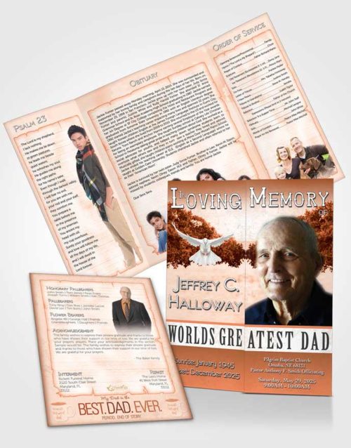 Obituary Funeral Template Gatefold Memorial Brochure Greatest Dad Vintage Love