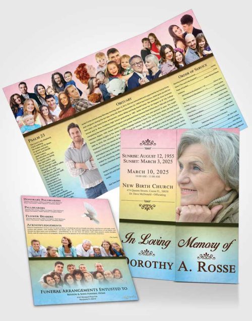 Obituary Funeral Template Gatefold Memorial Brochure Harmonious Tolerance