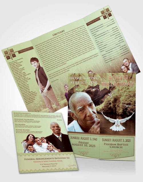 Obituary Funeral Template Gatefold Memorial Brochure Harmony Forest Magic
