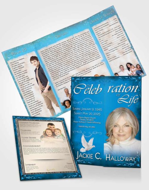 Obituary Funeral Template Gatefold Memorial Brochure Heavens Touch Coral Reef