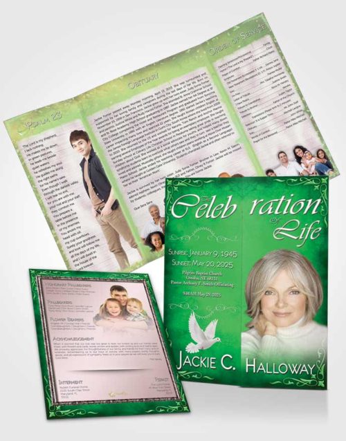 Obituary Funeral Template Gatefold Memorial Brochure Heavens Touch Forest Sky