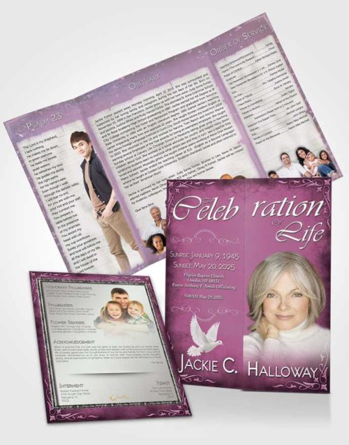 Obituary Funeral Template Gatefold Memorial Brochure Heavens Touch Soft Pink Escape