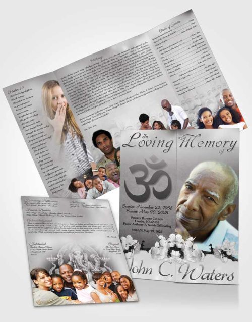 Obituary Funeral Template Gatefold Memorial Brochure Hindu Love Black and White