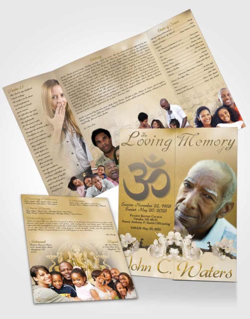 Obituary Funeral Template Gatefold Memorial Brochure Hindu Love Gold Heritage