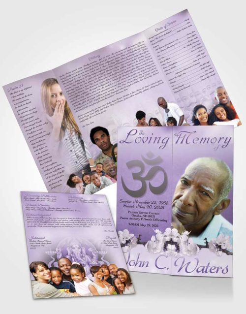 Obituary Funeral Template Gatefold Memorial Brochure Hindu Love Lavender Honor