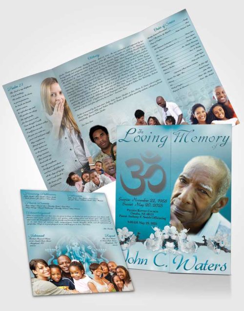 Obituary Funeral Template Gatefold Memorial Brochure Hindu Love Peaceful Ocean