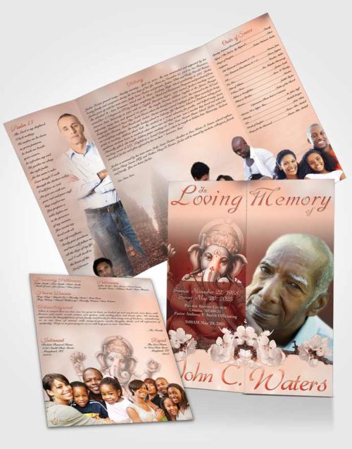 Obituary Funeral Template Gatefold Memorial Brochure Hinduism Glory Ruby Desire