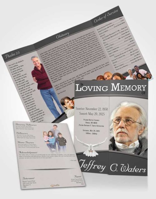 Obituary Funeral Template Gatefold Memorial Brochure Humble Clarity