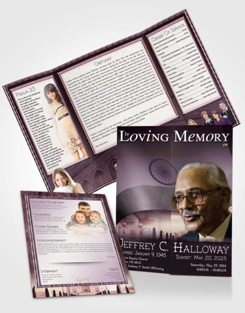 Obituary Funeral Template Gatefold Memorial Brochure Indian Lavender Love