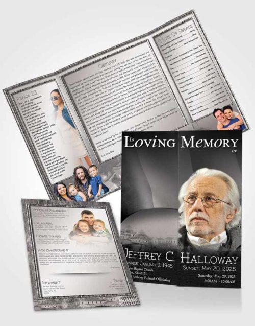 Obituary Funeral Template Gatefold Memorial Brochure Italian Black and White Beauty