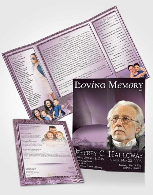 Obituary Funeral Template Gatefold Memorial Brochure Italian Lavender Beauty