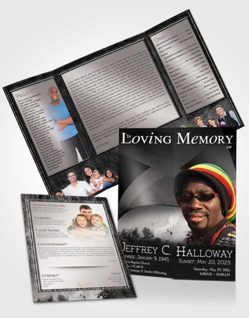 Obituary Funeral Template Gatefold Memorial Brochure Jamaican Black and White Beauty