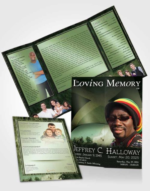 Obituary Funeral Template Gatefold Memorial Brochure Jamaican Emerald Beauty