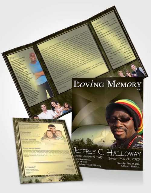 Obituary Funeral Template Gatefold Memorial Brochure Jamaican Golden Beauty