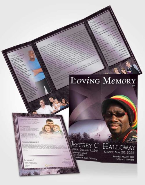 Obituary Funeral Template Gatefold Memorial Brochure Jamaican Lavender Beauty