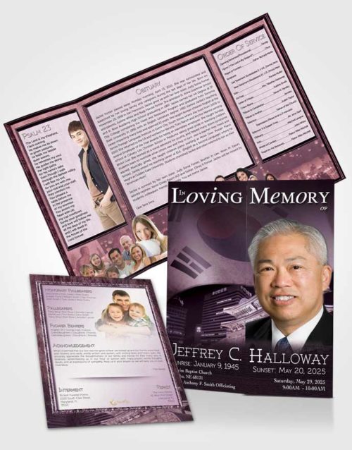 Obituary Funeral Template Gatefold Memorial Brochure Korean Lavender City