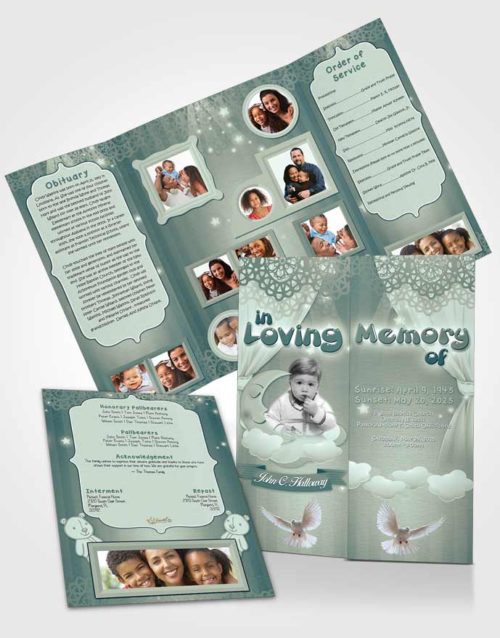 Obituary Funeral Template Gatefold Memorial Brochure Laughing Childrens Innocence