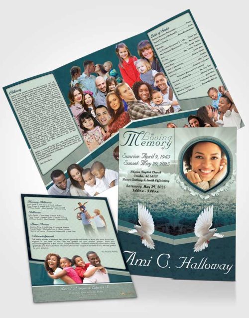 Obituary Funeral Template Gatefold Memorial Brochure Laughing Splendor