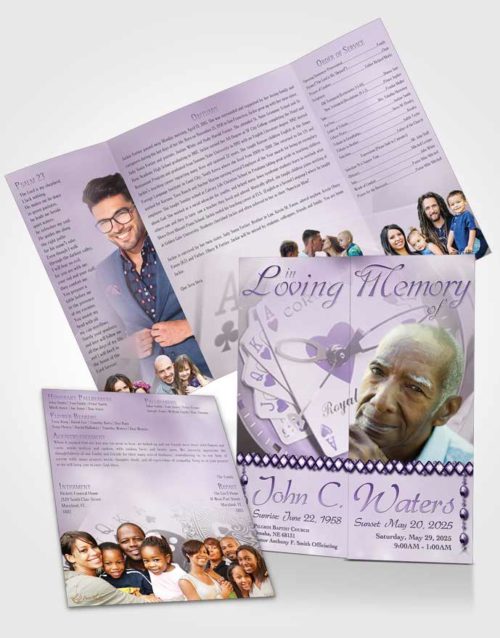 Obituary Funeral Template Gatefold Memorial Brochure Lavender Aces