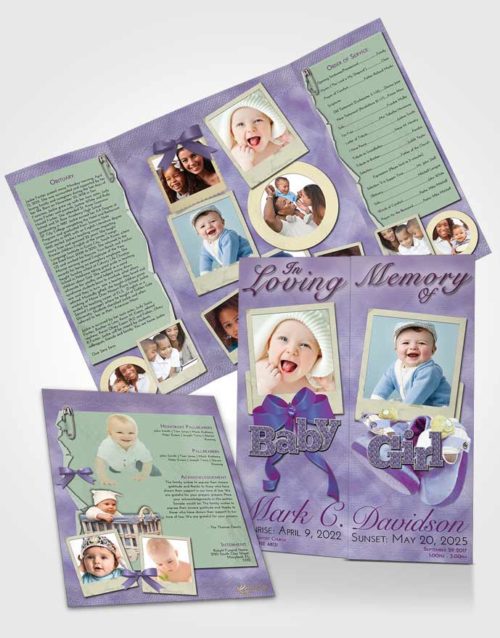 Obituary Funeral Template Gatefold Memorial Brochure Lavender Beauty Baby Girl