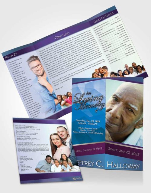 Obituary Funeral Template Gatefold Memorial Brochure Lavender Beauty Tranquility Light