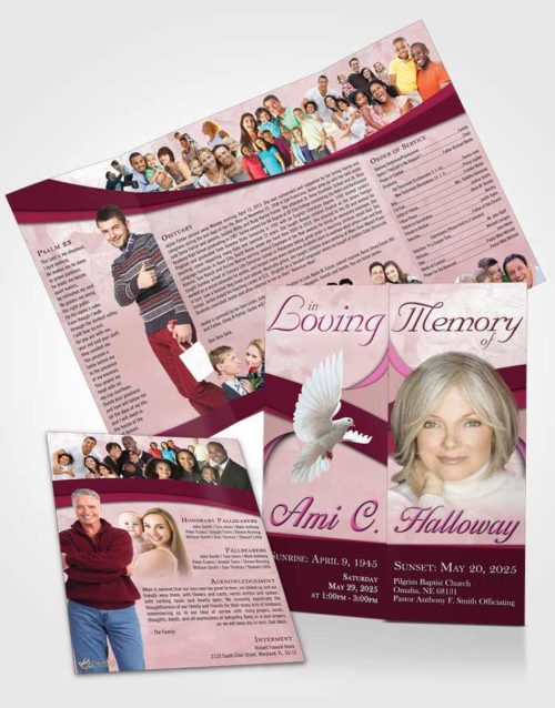 Obituary Funeral Template Gatefold Memorial Brochure Lavender Beauty Wisdom