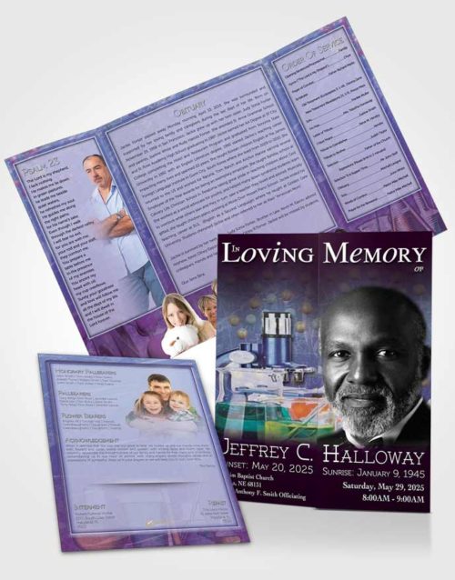 Obituary Funeral Template Gatefold Memorial Brochure Lavender Chemist