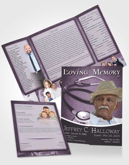 Obituary Funeral Template Gatefold Memorial Brochure Lavender Doctor
